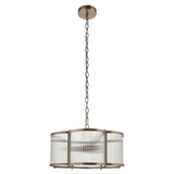 3 Light Pendant, Antique Brass Plated with Clear Ribbed Glass (0711RID120090)