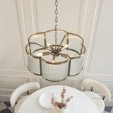5 Light Pendant, Antique Brass Plated with Clear Ribbed Glass (0711RID120091)