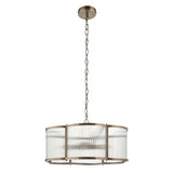 5 Light Pendant, Antique Brass Plated with Clear Ribbed Glass (0711RID120091)