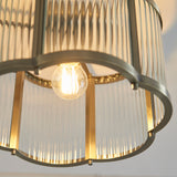1 Light Flush, Antique Brass Plated with Clear Ribbed Glass (0711RID120092)