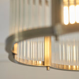 1 Light Flush, Antique Brass Plated with Clear Ribbed Glass (0711RID120092)