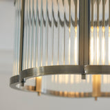 1 Light Flush, Antique Brass Plated with Clear Ribbed Glass (0711RID120092)