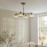 4 Light Pendant Antique Brass with Clear Ribbed Glass (0711RID120143)