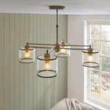 4 Light Pendant Antique Brass with Clear Ribbed Glass (0711RID120143)