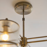 4 Light Pendant Antique Brass with Clear Ribbed Glass (0711RID120143)