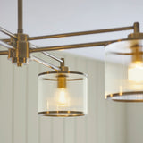 4 Light Pendant Antique Brass with Clear Ribbed Glass (0711RID120143)