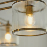 4 Light Pendant Antique Brass with Clear Ribbed Glass (0711RID120143)