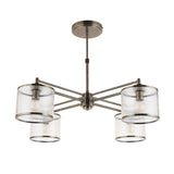 4 Light Pendant Antique Brass with Clear Ribbed Glass (0711RID120143)