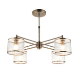 4 Light Pendant Antique Brass with Clear Ribbed Glass (0711RID120143)