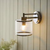 1 Light Wall Light, Antique Brass Plated with Clear Ribbed Glass IP44 (0711RID120144)