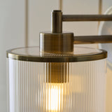 1 Light Wall Light, Antique Brass Plated with Clear Ribbed Glass IP44 (0711RID120144)