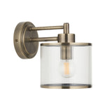 1 Light Wall Light, Antique Brass Plated with Clear Ribbed Glass IP44 (0711RID120144)