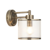1 Light Wall Light, Antique Brass Plated with Clear Ribbed Glass IP44 (0711RID120144)