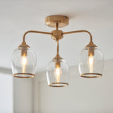 3 Light Semi Flush finished in Aged Brass with Clear Glass Shades (0711ASH120616)
