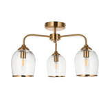 3 Light Semi Flush finished in Aged Brass with Clear Glass Shades (0711ASH120616)