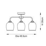 3 Light Semi Flush finished in Aged Brass with Clear Glass Shades (0711ASH120616)