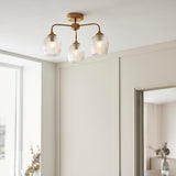 3 Light Semi Flush Pendant Warm Aged Brass (0711ASH120617)