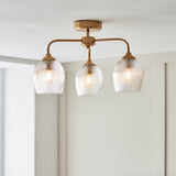 3 Light Semi Flush Pendant Warm Aged Brass (0711ASH120617)
