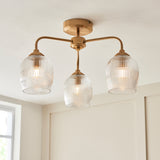 3 Light Semi Flush Pendant Warm Aged Brass (0711ASH120617)