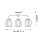 3 Light Semi Flush Pendant Warm Aged Brass (0711ASH120617)