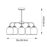 5 Light Pendant finished in Aged Brass with Clear Glass Shades (0711ASH120618)