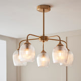 5 Light Semi Flush Pendant Warm Aged Brass (0711ASH120619)