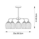 5 Light Semi Flush Pendant Warm Aged Brass (0711ASH120619)