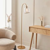 1 Light Floor Lamp finished in Aged Brass with Clear Glass Shade (0711ASH120620)
