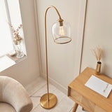 1 Light Floor Lamp finished in Aged Brass with Clear Glass Shade (0711ASH120620)