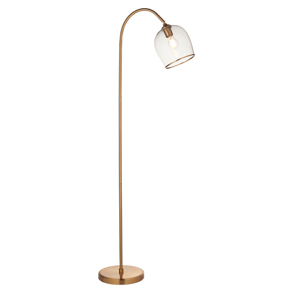 1 Light Floor Lamp finished in Aged Brass with Clear Glass Shade (0711ASH120620)