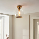 1 Light Flush finished in Aged Brass with Clear Glass Shade (0711ASH120622)