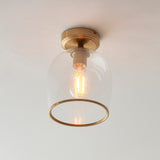 1 Light Flush finished in Aged Brass with Clear Glass Shade (0711ASH120622)