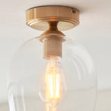 1 Light Flush finished in Aged Brass with Clear Glass Shade (0711ASH120622)