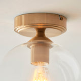 1 Light Flush finished in Aged Brass with Clear Glass Shade (0711ASH120622)