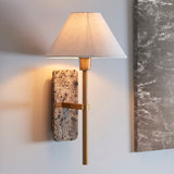 1 Light Wall, Brown Marble Backplate and Linen Shade (0711FAR120636)
