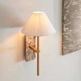 1 Light Wall, Brown Marble Backplate and Linen Shade (0711FAR120636)