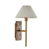 1 Light Wall, Brown Marble Backplate and Linen Shade (0711FAR120636)