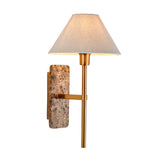1 Light Wall, Brown Marble Backplate and Linen Shade (0711FAR120636)