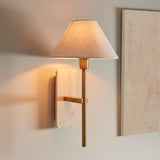 1 Light Wall, Natural Marble Backplate and Linen Shade (0711FAR120637)
