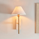 1 Light Wall, Natural Marble Backplate and Linen Shade (0711FAR120637)