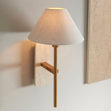 1 Light Wall, Natural Marble Backplate and Linen Shade (0711FAR120637)