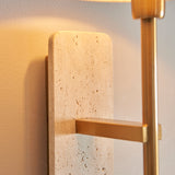 1 Light Wall, Natural Marble Backplate and Linen Shade (0711FAR120637)