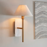 1 Light Wall, White Marble Backplate and Linen Shade (0711FAR120638)