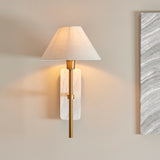1 Light Wall, White Marble Backplate and Linen Shade (0711FAR120638)