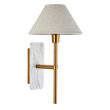 1 Light Wall, White Marble Backplate and Linen Shade (0711FAR120638)
