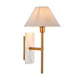 1 Light Wall, White Marble Backplate and Linen Shade (0711FAR120638)