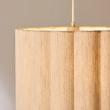 1 Light Pendant Oaked Stained Ash Wood with Scallaped Fabric Shade (0711OLS120762)