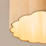 1 Light Pendant Oaked Stained Ash Wood with Scallaped Fabric Shade (0711OLS120762)