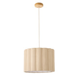 1 Light Pendant Oaked Stained Ash Wood with Scallaped Fabric Shade (0711OLS120762)