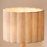 1 Light Table Lamp Oaked Stained Ash Wood Scalloped Fabric Shade (0711OLS120764)